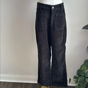 Free People High Time Velvet Kick Flare Pants Neutral Black Dark Academia 10